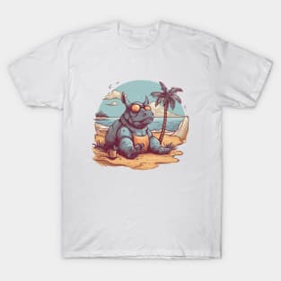 Rhino Chilling on the Beach T-Shirt